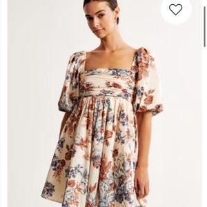 XS White - Emerson Poplin Puff Sleeve Mini Dress Abercrombie & Fitch